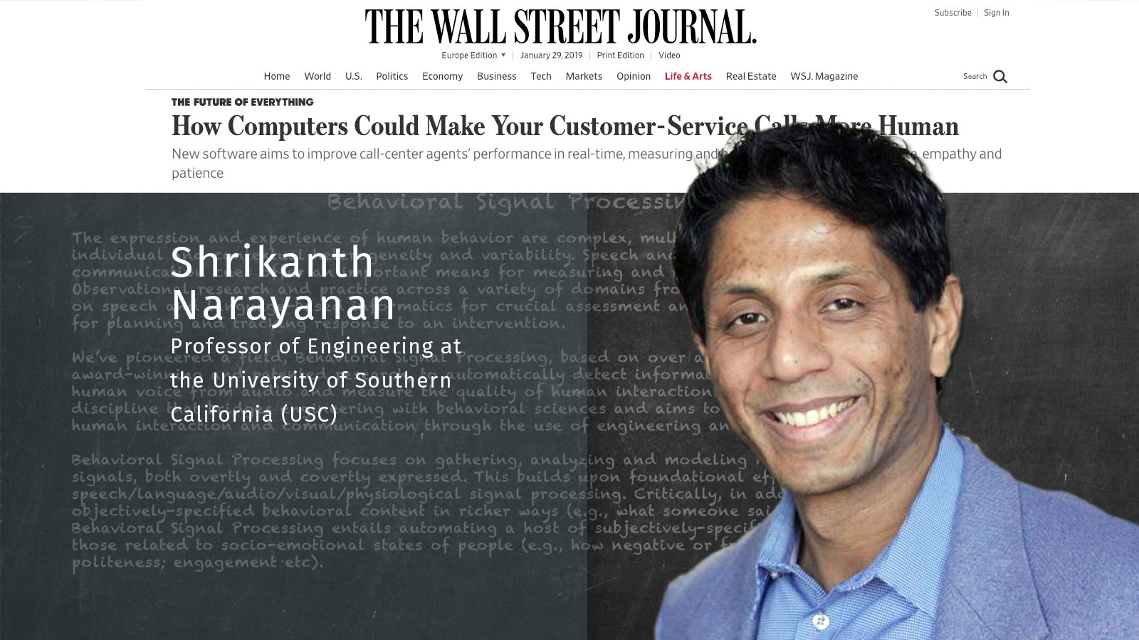 Shri Narayanan, Behavioral Signals, How Computers Could Make Your Customer-Service Calls More Human