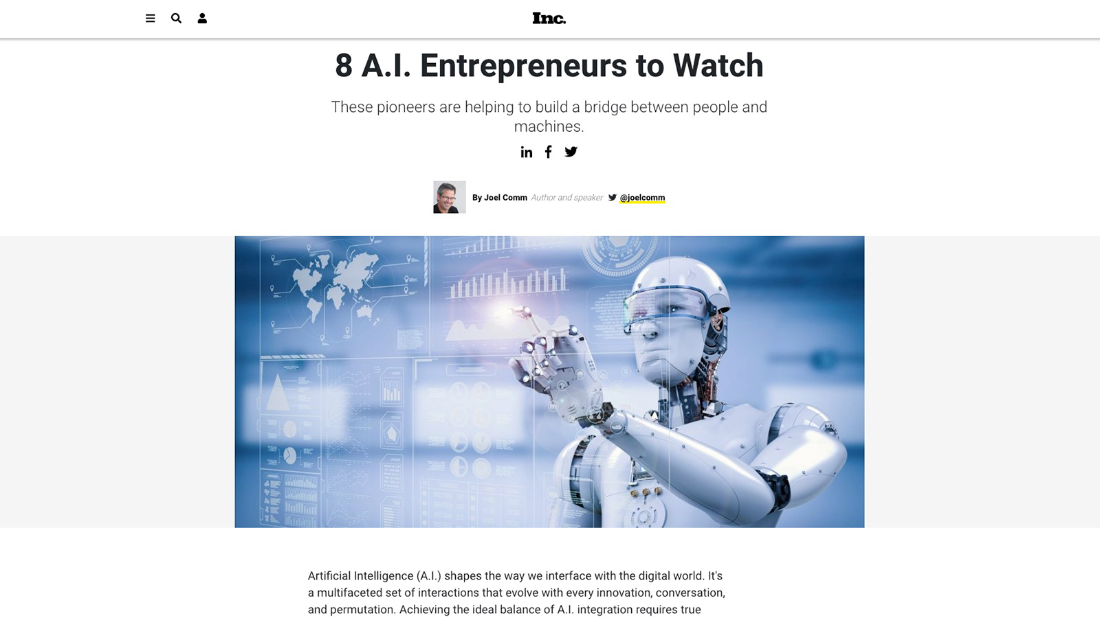 Rana Gujral Behavioral Signals CEO was named one of the 8 AIEntrepreneurs to Watch by Inc